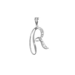 9P060-R | 9ct White Gold Natural Diamond Set Initial Pendant -Initial R