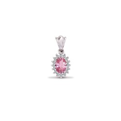 9P066 | 9ct White Gold Diamond And Pink Sapphire Pendant