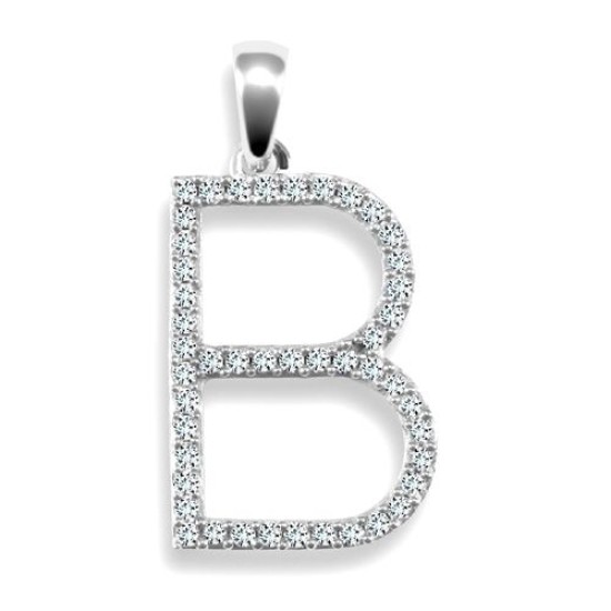 9P105-B | 9ct White Gold Diamond Set Initial Pendant