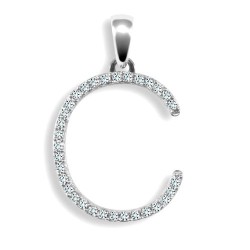 9P105-C | 9ct White Gold Natural Diamond Set Initial Pendant