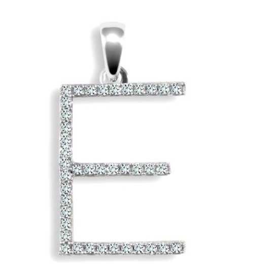 9P105-E | 9ct White Gold Diamond Set Initial Pendant