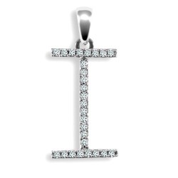 9P105-I | 9ct White Gold Natural Diamond Set Initial Pendant