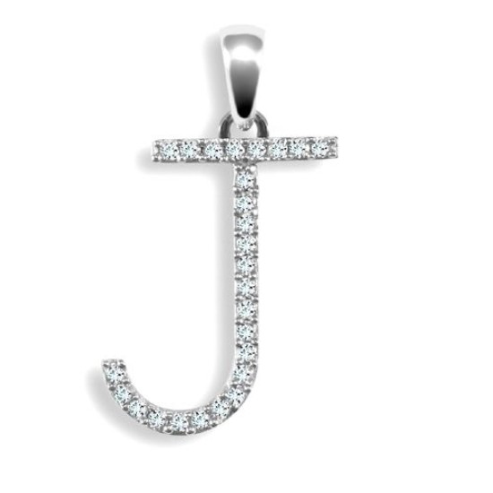 9P105-J | 9ct White Gold Diamond Set Initial Pendant