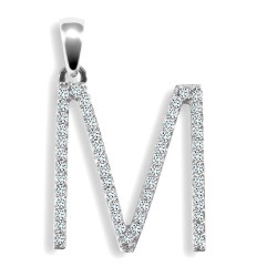 9P105-M | 9ct White Gold Natural Diamond Set Initial Pendant