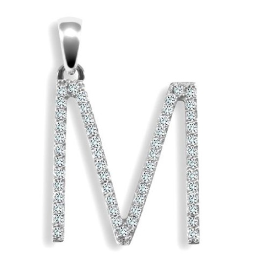 9P105-M | 9ct White Gold Diamond Set Initial Pendant