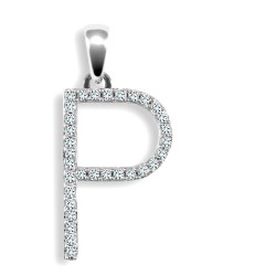 9P105-P | 9ct White Gold Natural Diamond Set Initial Pendant