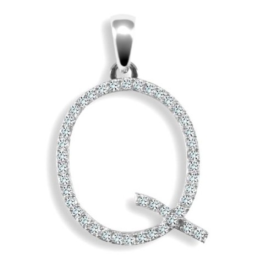 9P105-Q | 9ct White Gold Diamond Set Initial Pendant