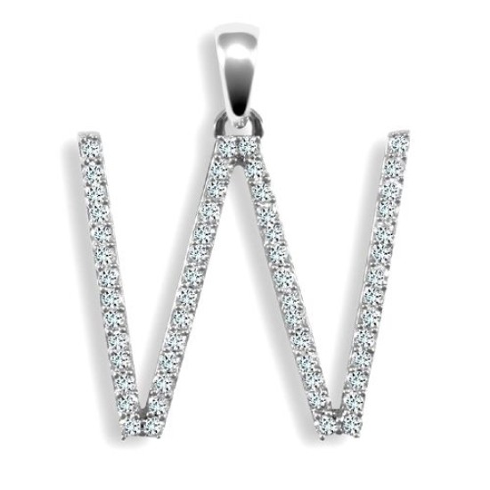 9P105-W | 9ct White Gold Diamond Set Initial Pendant