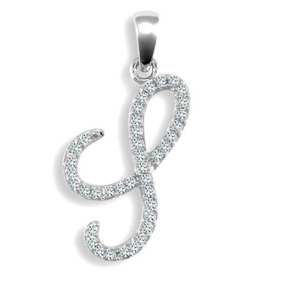 9P106-S | 9ct White Gold Natural Diamond Set Initial Pendant