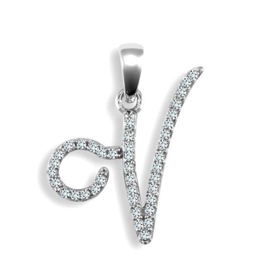 9P106-V | 9ct White Gold Natural Diamond Set Initial Pendant