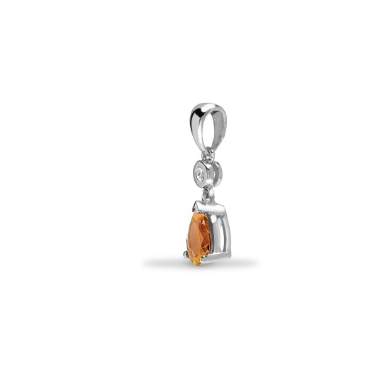 9P149 | 9ct White Dia-4pts Morganite-70pts Drop Pendant