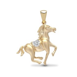 9P153 | 9ct Yellow 1pt Diamond Horse Pendant