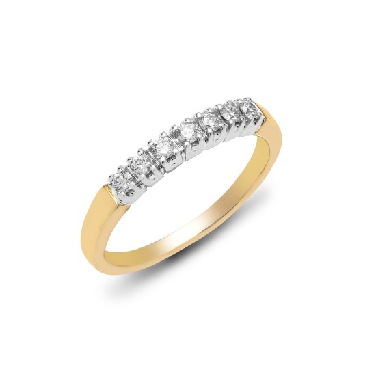 9R018 | 9ct Yellow Gold Diamond 7 Stone Half Eternity Ring