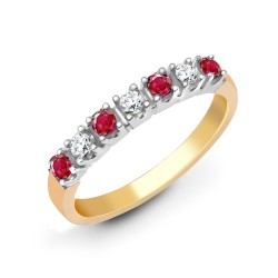 9R021 | 9ct Yellow Gold Diamond And Ruby Half Eternity Ring