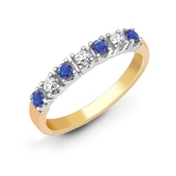 9R022 | 9ct Yellow Gold Diamond And Sapphire Half Eternity Ring
