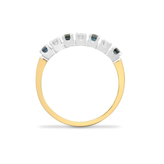 9R022 | 9ct Yellow Gold Diamond And Sapphire Half Eternity Ring