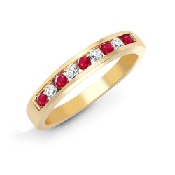 9R032 | 9ct Yellow Gold Diamond And Ruby Half Eternity Ring