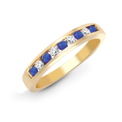 9R033 | 9ct Yellow Gold Diamond And Sapphire Half Eternity Ring