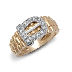 9R090-P | 9ct Yellow Gold Diamond Buckle Ring