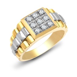 9R096-P | 9ct White And Yellow Gold Gents Diamond Ring