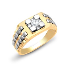 9R383-P | 9ct White And Yellow Gold Gents Diamond Ring