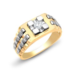 9R383 | 9ct White And Yellow Gold Gents Diamond Ring