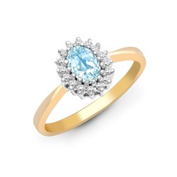 9R400 | 9ct Yellow Gold Diamond And Blue Topaz Ring
