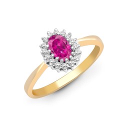9R404 | 9ct Yellow Gold Diamond And Pink Sapphire Ring