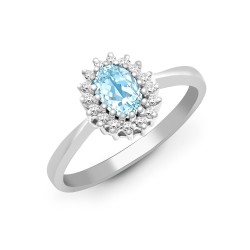 9R410 | 9ct White Gold Diamond And Blue Topaz Ring