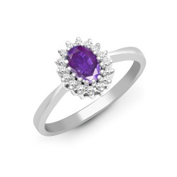 9R412 | 9ct White Gold Diamond And Amethyst Ring