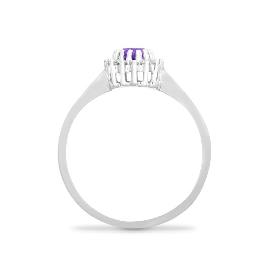 9R412 | 9ct White Gold Diamond And Amethyst Ring