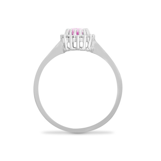 9R414 | 9ct White Gold Diamond And Pink Sapphire Ring