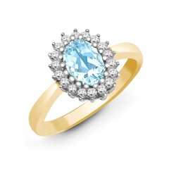 9R420 | 9ct Yellow Gold Diamond And Blue Topaz Ring