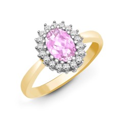 9R424 | 9ct Yellow Gold Diamond And Pink Sapphire Ring