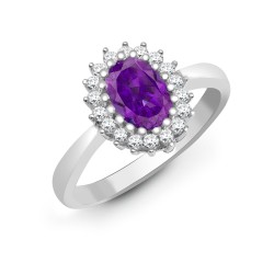 9R432 | 9ct White Gold Diamond And Amethyst Ring