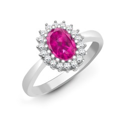 9R434 | 9ct White Gold Diamond And Pink Sapphire Ring