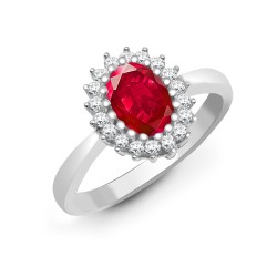 9R435 | 9ct White Gold Diamond And Ruby Ring
