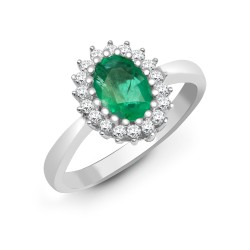9R436 | 9ct White Gold Diamond And Emerald Ring