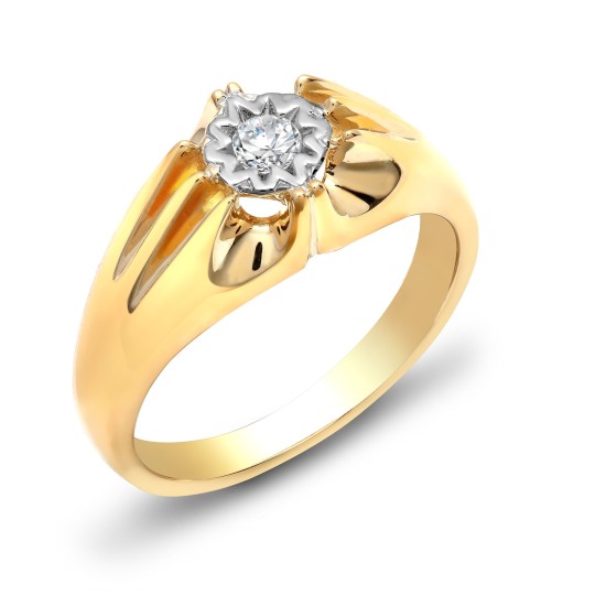 9R525 | 9ct Yellow Gold Gents Diamond Ring