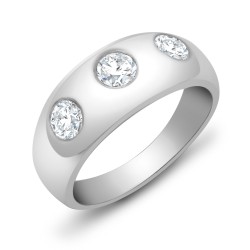 9R533 | 9ct White Gold Gents 3 Stone Diamond Ring