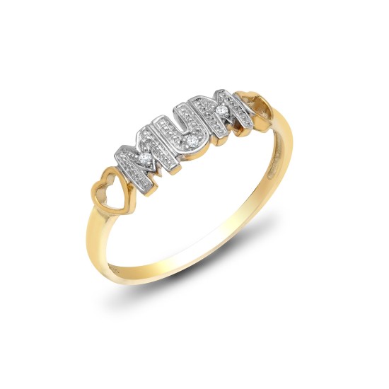 9R535 | 9ct Yellow Gold Diamond 'Mum' Ring