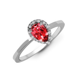 9R608 | 9ct White Dia-0.06ct Garnet-0.75ct Pear Drop Ring