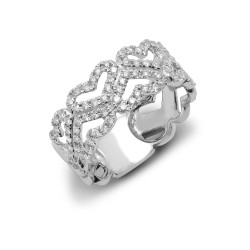9R637 | 9ct White 2 Row Hearts Ring