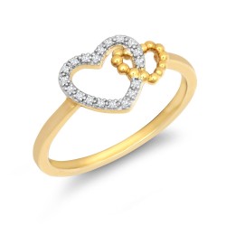 9R646 | 9ct Yellow Gold 0.05cts Diamond Double Heart Ring