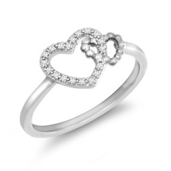 9R647 | 9ct White Gold 0.05cts Diamond Double Heart Ring