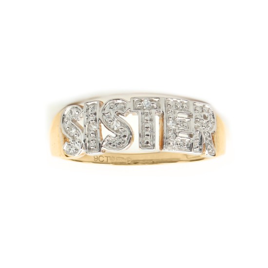 9R667 | 9ct Yellow Gold 0.03ct Natural Diamond SISTER Ring