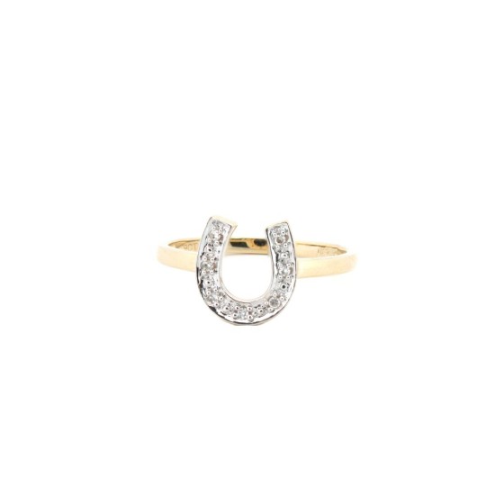 9R672 | 9ct Yellow 0.04ct Natural Diamond Horseshoe Ring