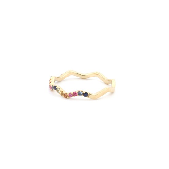 9R677 | 9ct Yellow 0.27ct Rainbow Saph Zigzag ET Ring