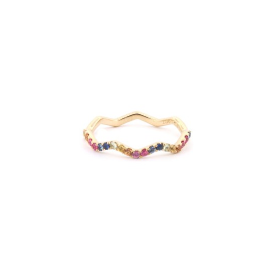 9R677 | 9ct Yellow 0.27ct Rainbow Saph Zigzag ET Ring