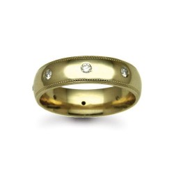 9W015-3 | 9ct Gold Yellow Diamond Rubover set Wedding Ring